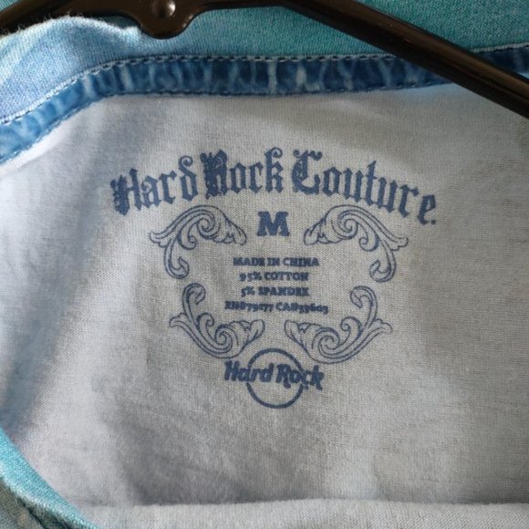 Ladies Hard Rock Couture Denver Blue Shirt Medium - Picture 5 of 10